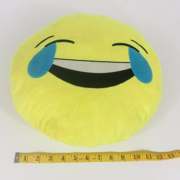Emoji Crying Laughing Plush 12" Pillow Yellow Round Soft Emoticon Stuffed Tears - Picture 8 of 8